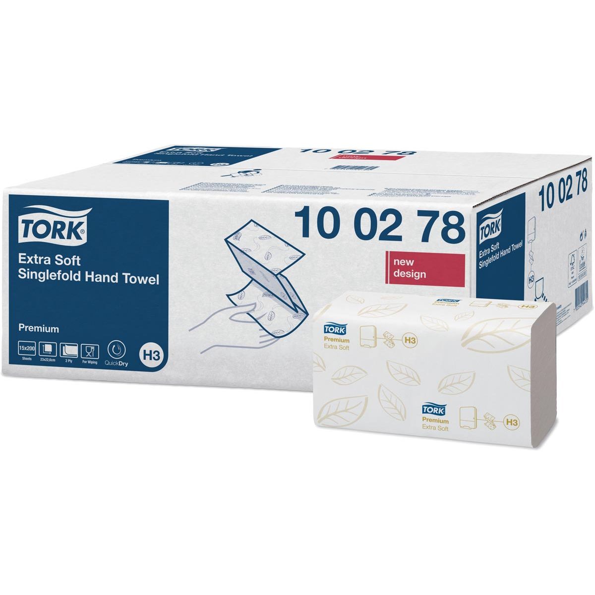 Tork-Tüuchs extra weich, 2-layer, ZZ-Fold, System H3, Weiß, 200 Blätter, Packung mit 15 Teilen