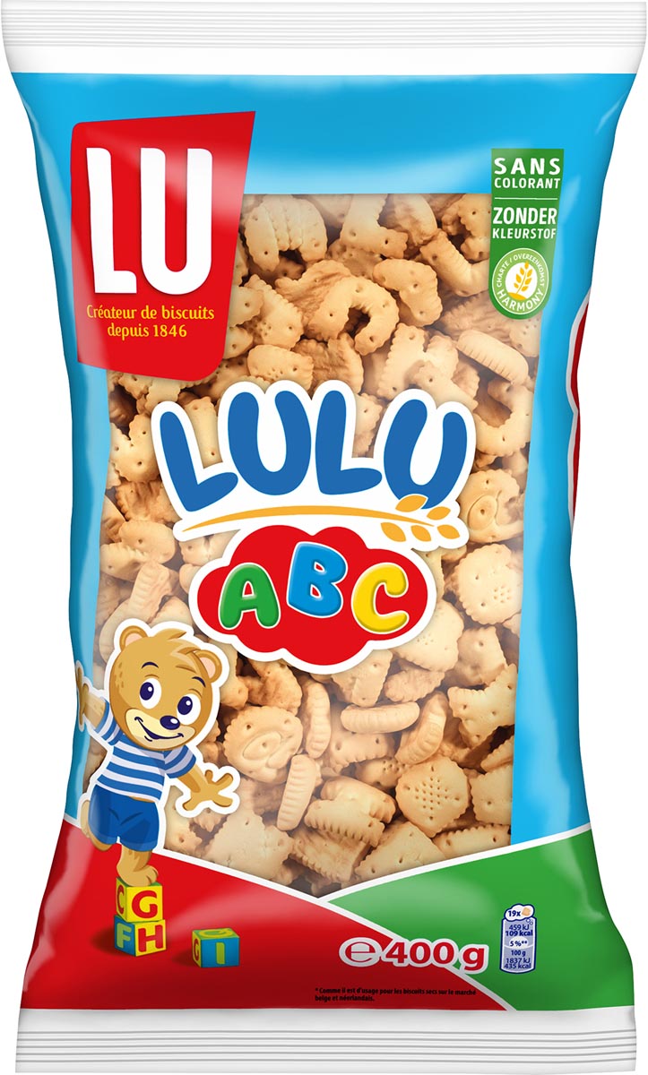 Merkloos - LU letterkoekjes Lulu ABC, zak van 400 g