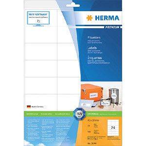 HERMA - Etiket herma 8644 70x37mm premium wit 240 stuks | Blister a 10 vel | 70 stuks