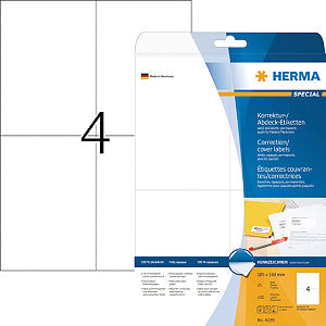 HERMA - Etiket herma 4229 105x148mm a6 correctie wit 100st | Blister a 25 vel | 32 stuks