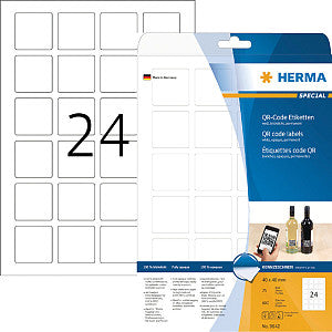 HERMA - Etiket herma 9642 40x40mm qr-code wit 600 stuks | Blister a 25 vel | 32 stuks