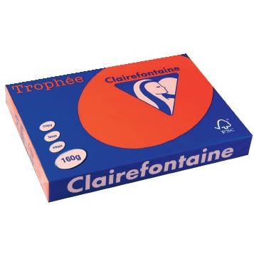 Clairefontaine - Trophée Intens, gekleurd papier, A3, 160 g, 250 vel, koraalrood