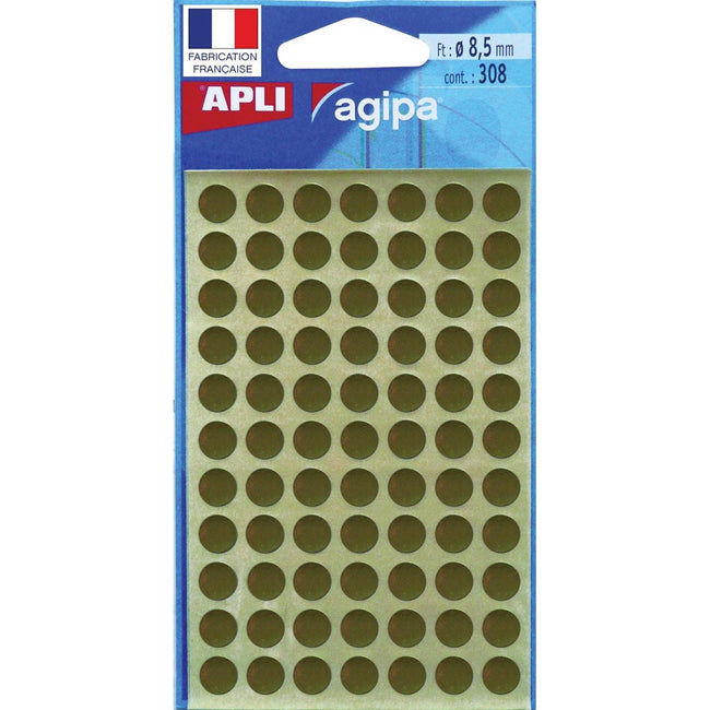 Agipa - etichette tonde in custodia diametro 8 mm, oro, 308 pezzi, 77 per foglio