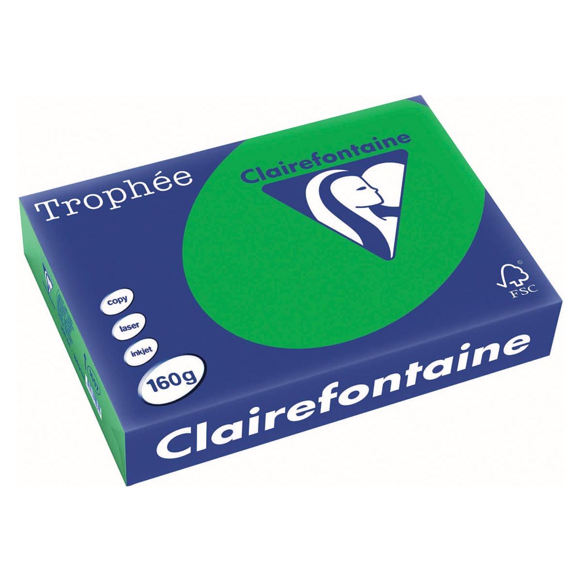 Clairefontaine - Intentes trophées, papier coloré, A4, 160 g, 250 feuilles, Bijartgroen