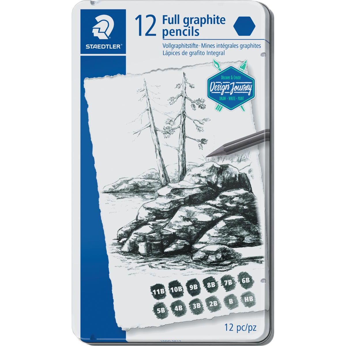 Staedtler - Crayon Lumograph 12 pièces : 6B-5B-4B-3B-2B-B-HB-F-H-2H-3H-4H
