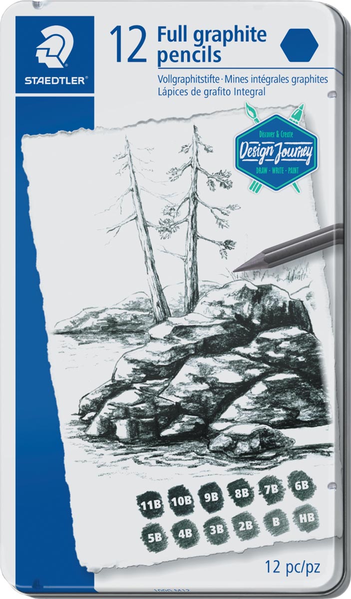 Staedtler - Lápiz Lumograph 12 piezas: 6B-5B-4B-3B-2B-B-HB-F-H-2H-3H-4H