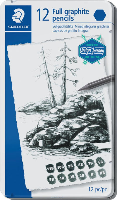 Staedtler - Lápiz Lumograph 12 piezas: 6B-5B-4B-3B-2B-B-HB-F-H-2H-3H-4H