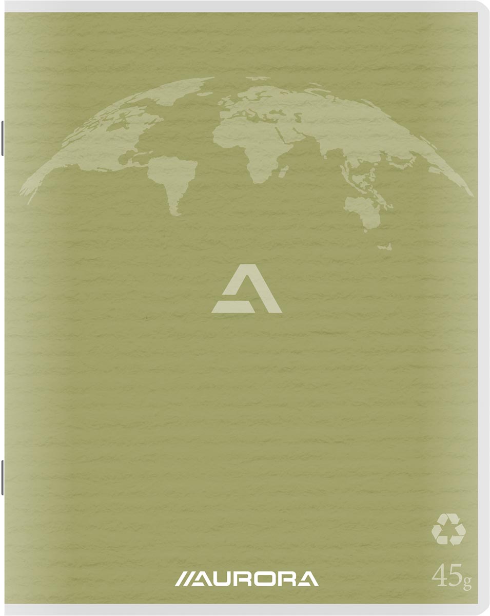 Aurora - Cuaderno de recortes Writing 45 de papel reciclado, 200 páginas, rayado, verde musgo