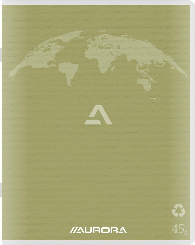 Aurora -  Writing 45 kladschrift uit gerecycleerd papier, 200 bladzijden, gelijnd, mosgroen