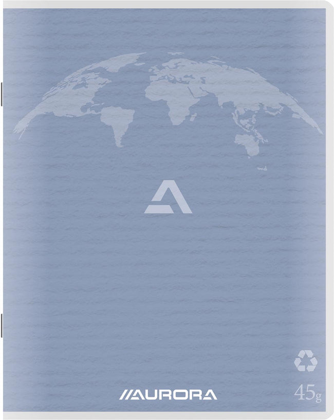 Aurora - Cuaderno Writing 45 de papel reciclado, 200 páginas, cuadriculado 5 mm, azul claro