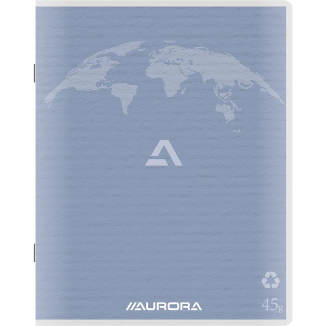 Aurora - Writing 45 notebook made of recycled paper, 200 pages, squared 5 mm, light blue