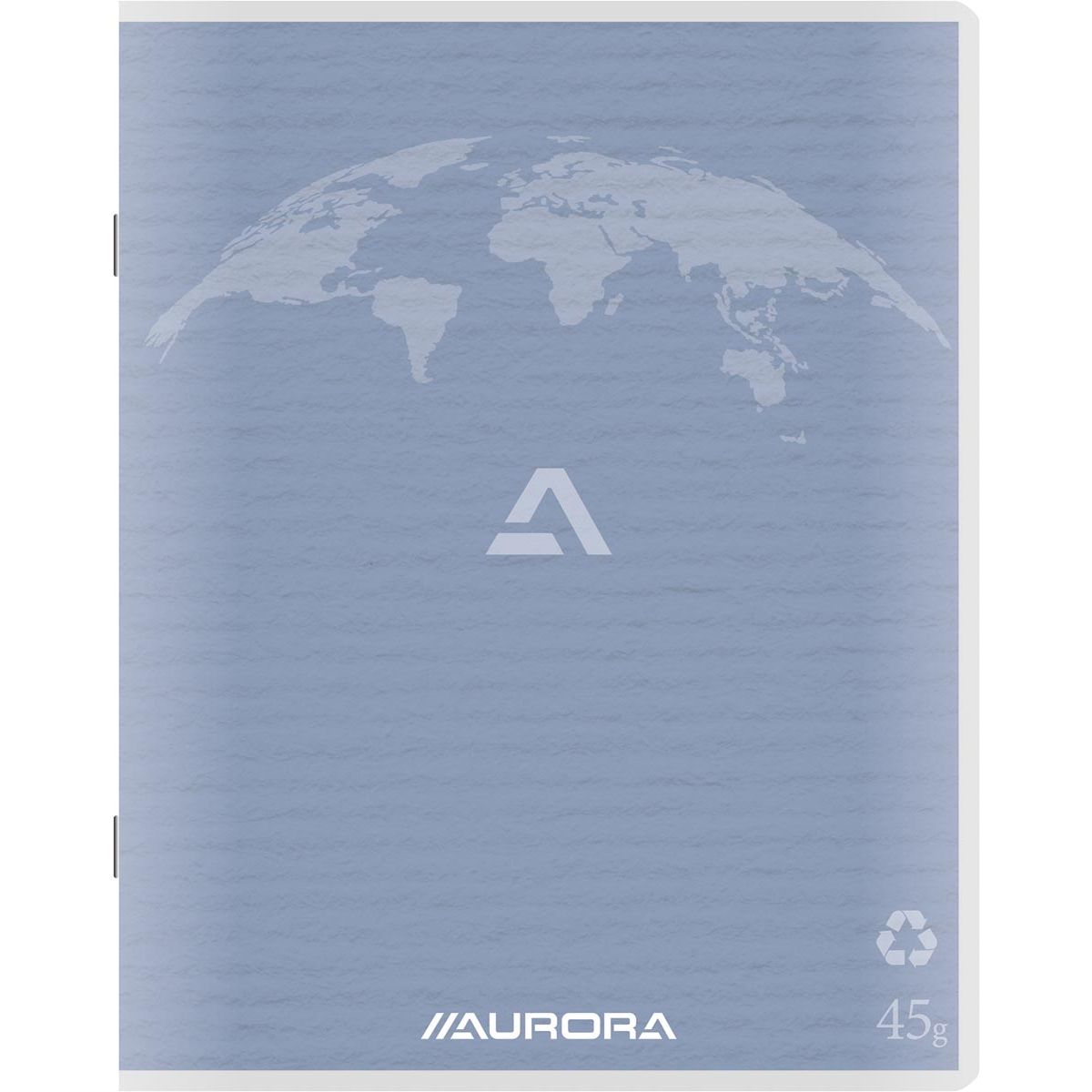 Aurora - Writing 45 notebook made of recycled paper, 200 pages, squared 5 mm, light blue