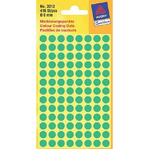 Avery Zweckform - Etiket az 3012 rond 8mm groen 416 stuks | Pak a 4 vel | 10 stuks