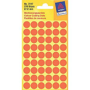 Avery Zweckform - Label AZ 3147 Environ 12 mm rouge clair 270 pièces | Pak une feuille à 5 | 10 morceaux