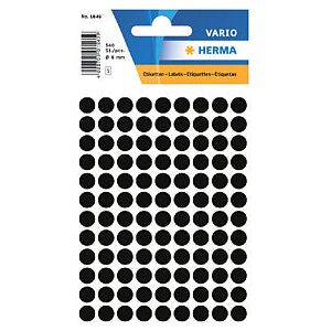 HERMA - Etiket  1849 rond 8mm zwart 540 stuks