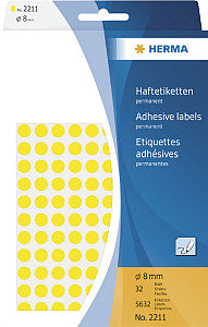 Herma - Étiquette 2211 environ 8 mm jaune 5632 pièces