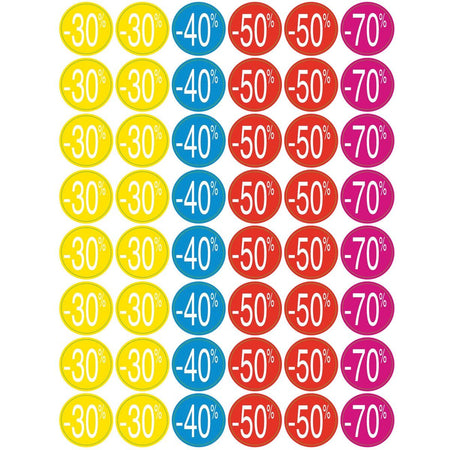 Apli - Etiqueta de descuento Agipa del -30% al -70%, colores surtidos