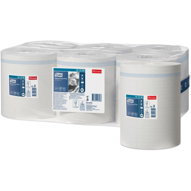 Tork - Advanced Wiping Plus cleaning paper, center feed, 2-layer, system M2, white, pack of 6 rolls