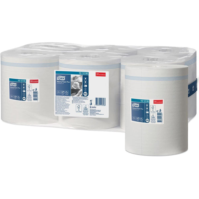 Tork - Advanced Wiping Plus poetspapier, centerfeed, 2-laags, systeem M2, wit, pak van 6 rollen