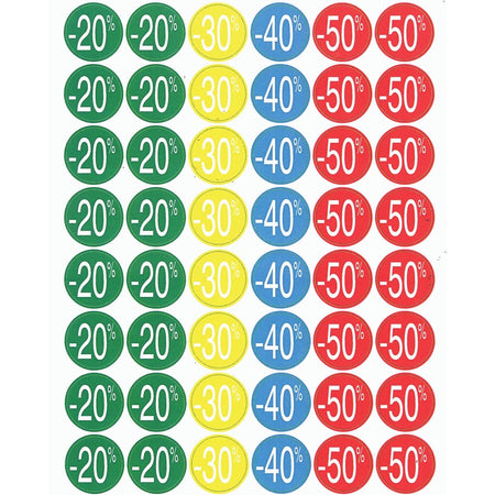 Apli - Etiqueta de descuento Agipa del -20% al 50%, colores surtidos