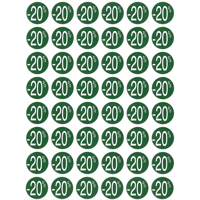 Apli - Agipa Rabattetikett -20 %, grün, Packung à 192 Stück, abnehmbar