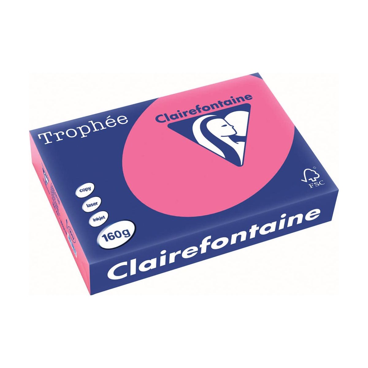 Clairefontaine - Trophée Intens, gekleurd papier, A4, 160 g, 250 vel, fuchsia