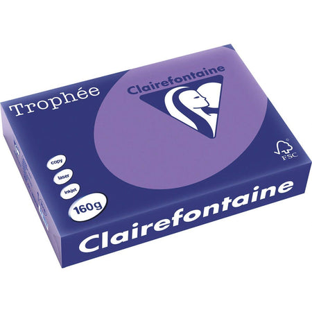 Clairefontaine - Trophée Intens, papel de color, A4, 160 g, 250 hojas, violeta