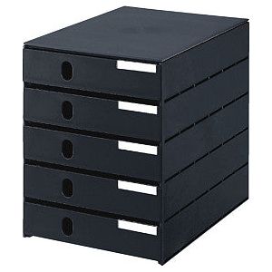 Boîte à tiroirs Styroval 5 tiroirs noir fermé