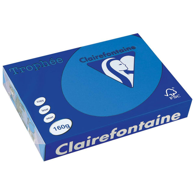 Clairefontaine - Trophée Intens, papel de color, A4, 160 g, 250 hojas, turquesa