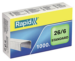 Rapid - Staples 26/6 Galvanisé Standard 1000 pièces