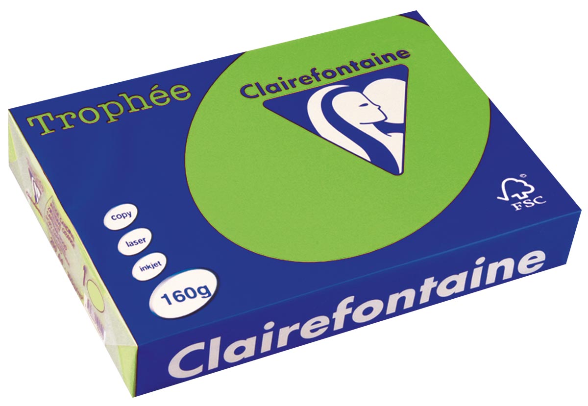 Clairefontaine -  Trophée Intens, gekleurd papier, A4, 160 g, 250 vel, grasgroen