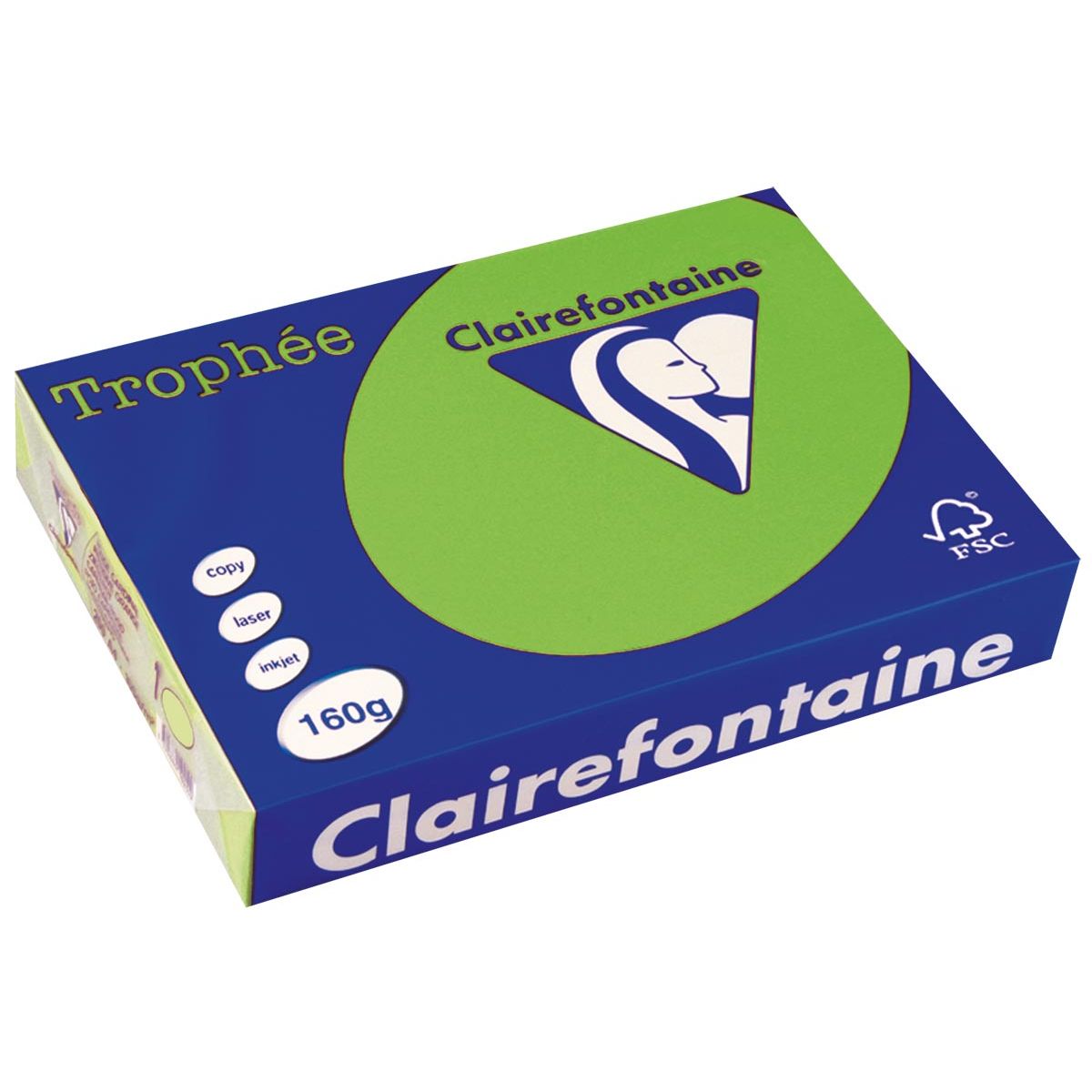 Clairefontaine - Trophée Intens, colored paper, A4, 160 g, 250 sheets, grass green
