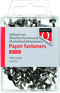 Quantore - Splitpen Blister 19mm Silber | 10 Stücke