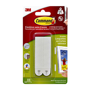 Command - fotolijststrip, large, draagvermogen 7,2 kg, wit, blister van 8 stuks