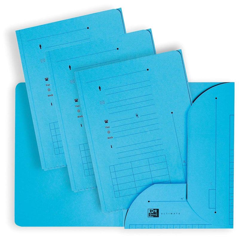 Oxford -   e dossiermap, formaat A4, uit karton, met 2 kleppen, pak van 25 stuks, blauw