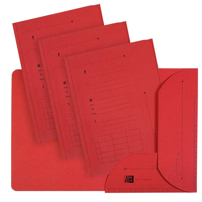 Oxford - e file folder, size A4, made of cardboard, with 2 flaps, pack of 25 pieces, red