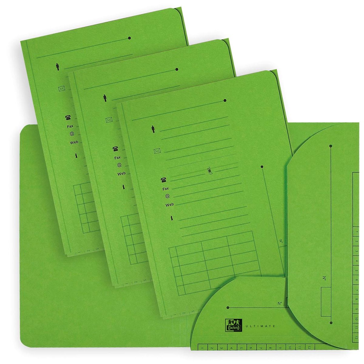 Oxford - e file folder, size A4, made of cardboard, with 2 flaps, pack of 25 pieces, green