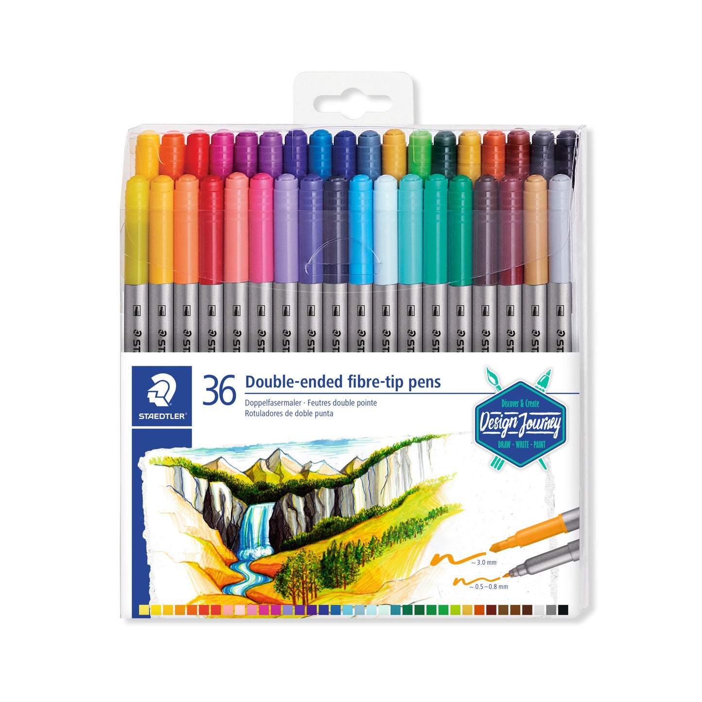 Staedtler - Colour Marker 3200 doppia punta fine e ultrafine custodia con 36 colori