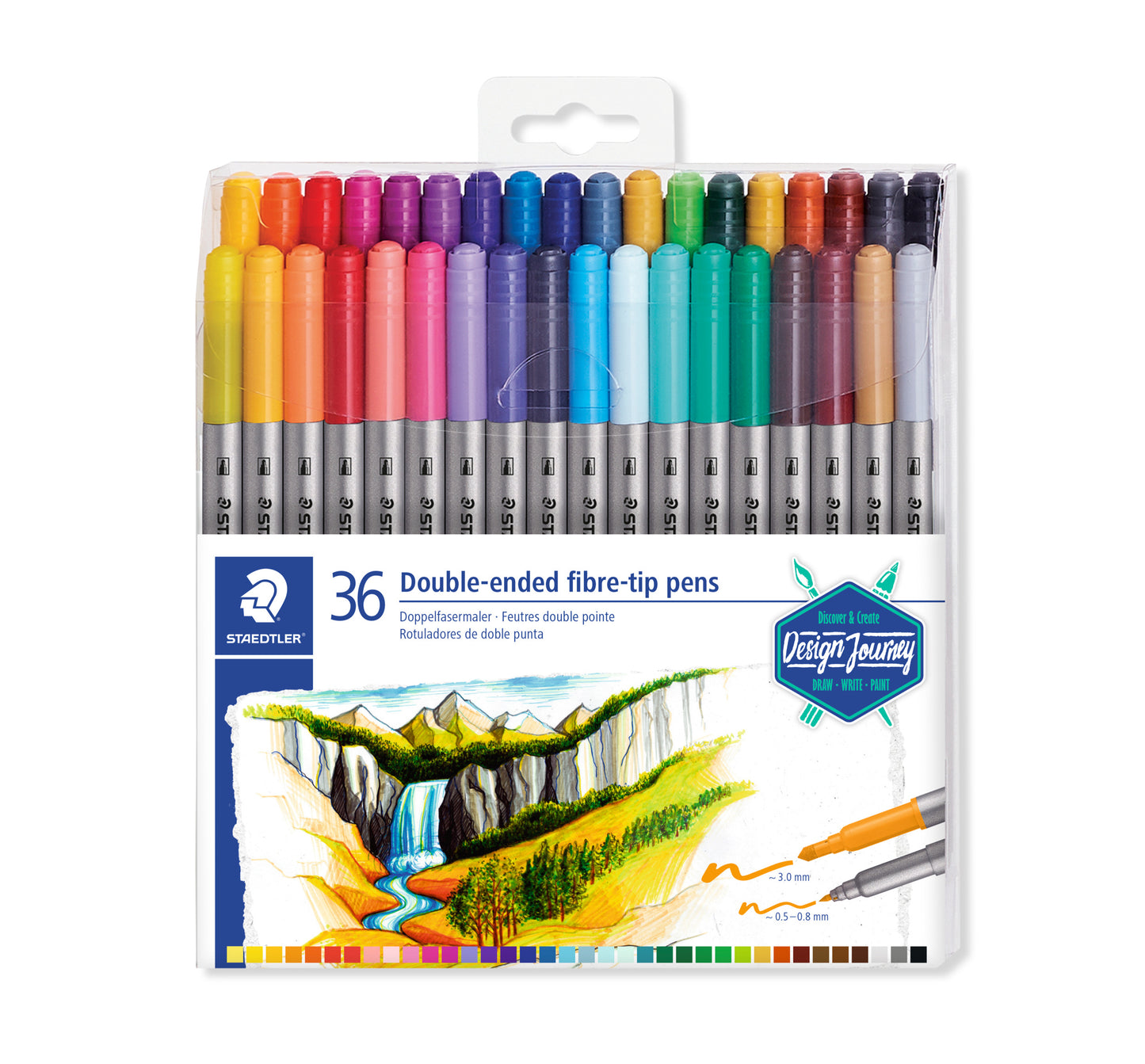 Staedtler -  Kleurstift 3200 dubbele punt fijn en ultrafijn etui à 36 kleuren | 6 stuks