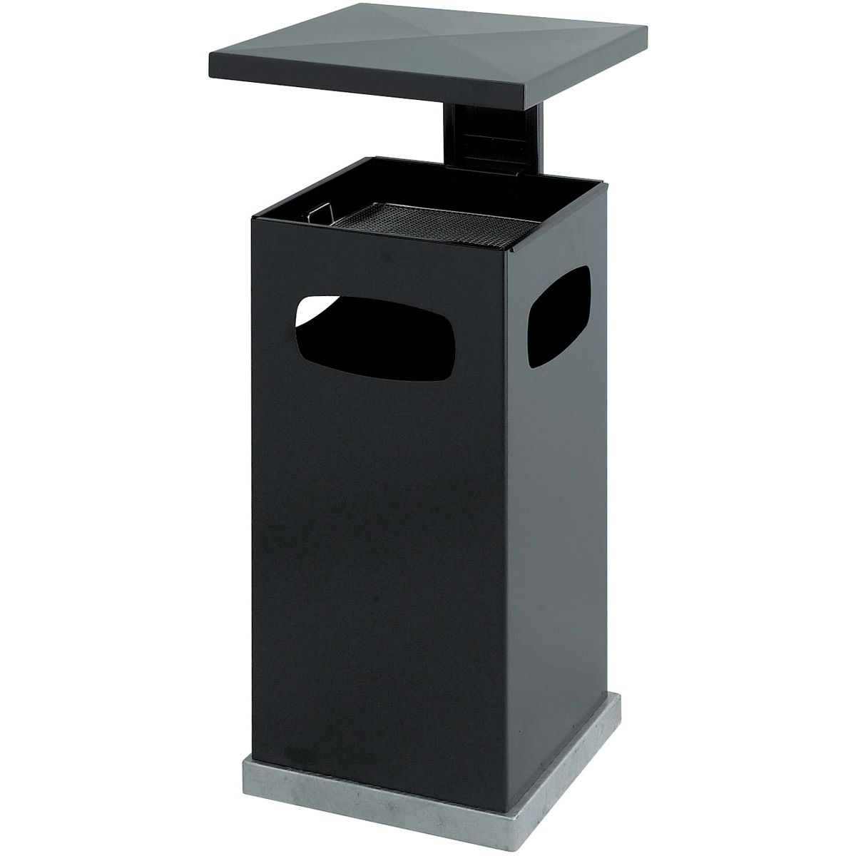 Eko - Asche-Papierkorb mit abnehmbarem Dach 70 Liter Anthrazit