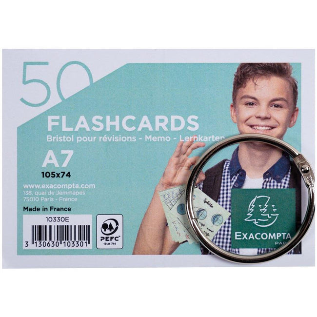 Exacompta - fichas de colores, tamaño A7, rayadas, paquete de 50 piezas