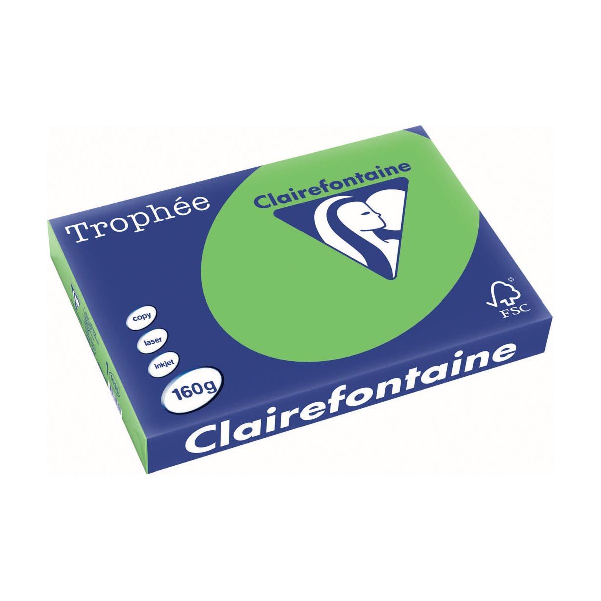 Clairefontaine - Trophée intensiv, farbiges Papier, A3, 160 g, 250 Blätter, Grasgrün