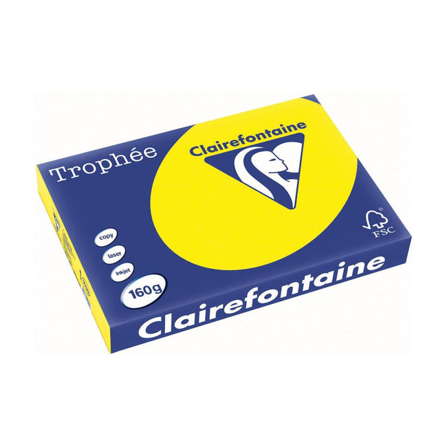 Clairefontaine - Trophée Intens, gekleurd papier, A3, 160 g, 250 vel, zonnegeel