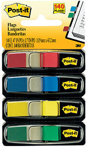 Post -it - Notes étroites, 4 x 35 Tabs, rouge, bleu, jaune et vert