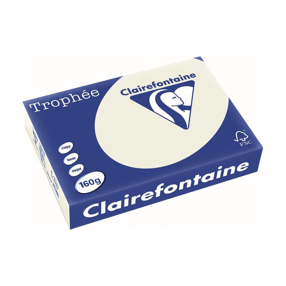 Clairefontaine - Trophée tel, gekleurd papier, A4, 160 g, 250 vel, parelgrijs