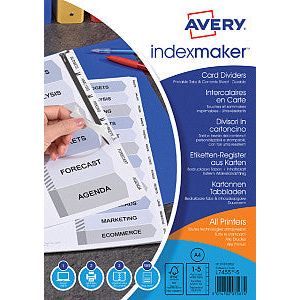 Avery - Tabs Avery Index Maker A4 4R 5DLG | 1 jeu
