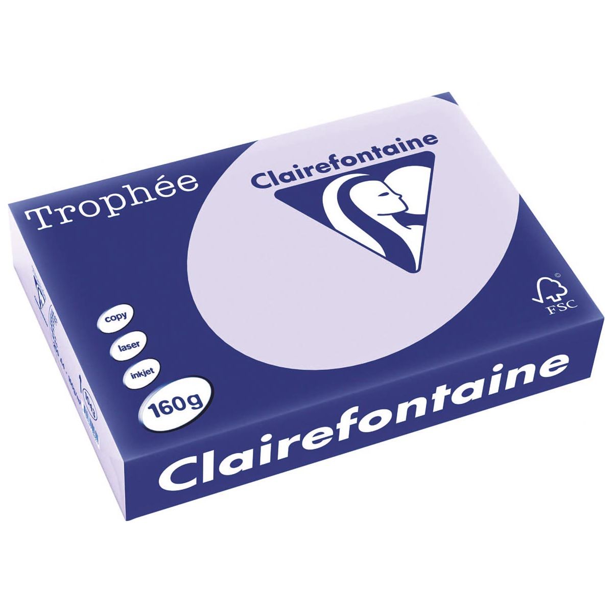 Clairefontaine - Trophée Tel, farbiges Papier, A4, 160 g, 250 Blatt, Lila