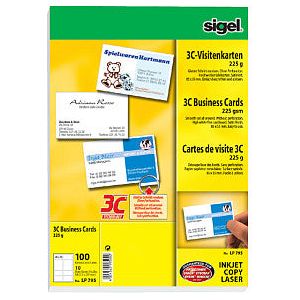 Sigel - Visitekaart sigel 85x55mm 225gr gladde zijden wit | Pak a 10 vel