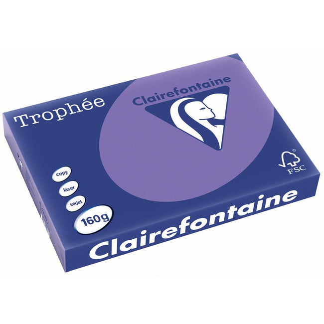 Clairefontaine - Trophée Intens, carta colorata, A3, 160 g, 250 fogli, viola