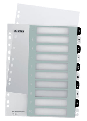 Leitz - Tab WOW A4+ 11 fori 1-10 PP bianco e nero